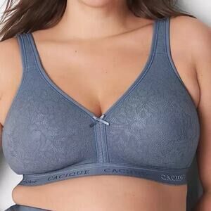 Lane Bryant Cacique seemless Blue lace cotton lightly lined Bra 40H